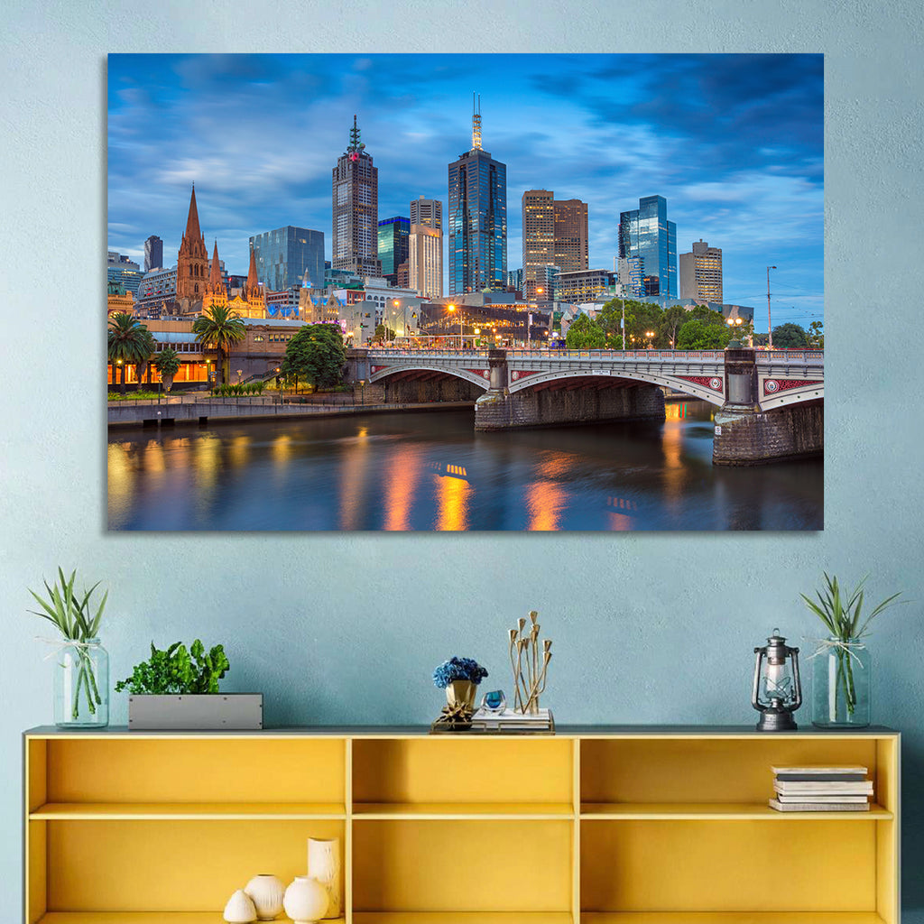 Melbourne Blue Hour Skyline Wall Art