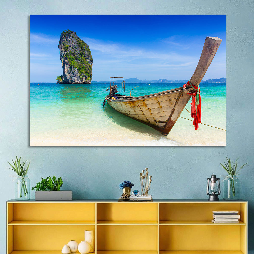 Krabi Longtail Boat Seascape Wall Art
