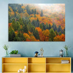 Misty Autumn Forestscape Wall Art