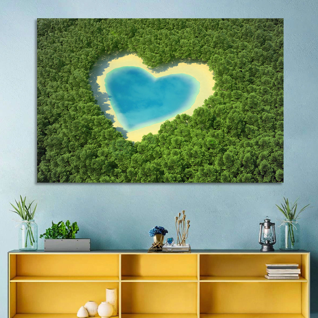 Heart-shaped Pond Aerial View Wall Art