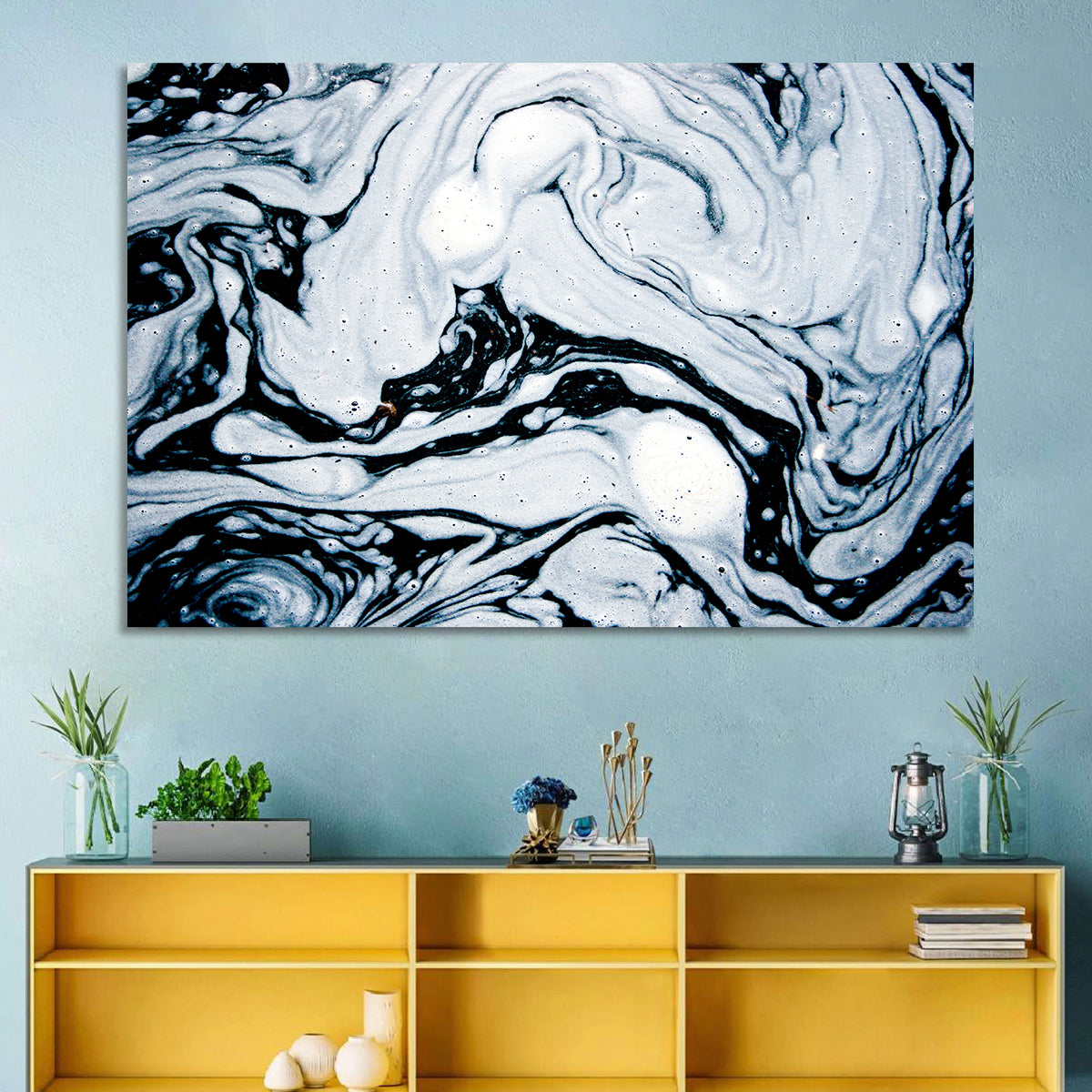 Foam Swirl Abstract Wall Art in a room, landscape