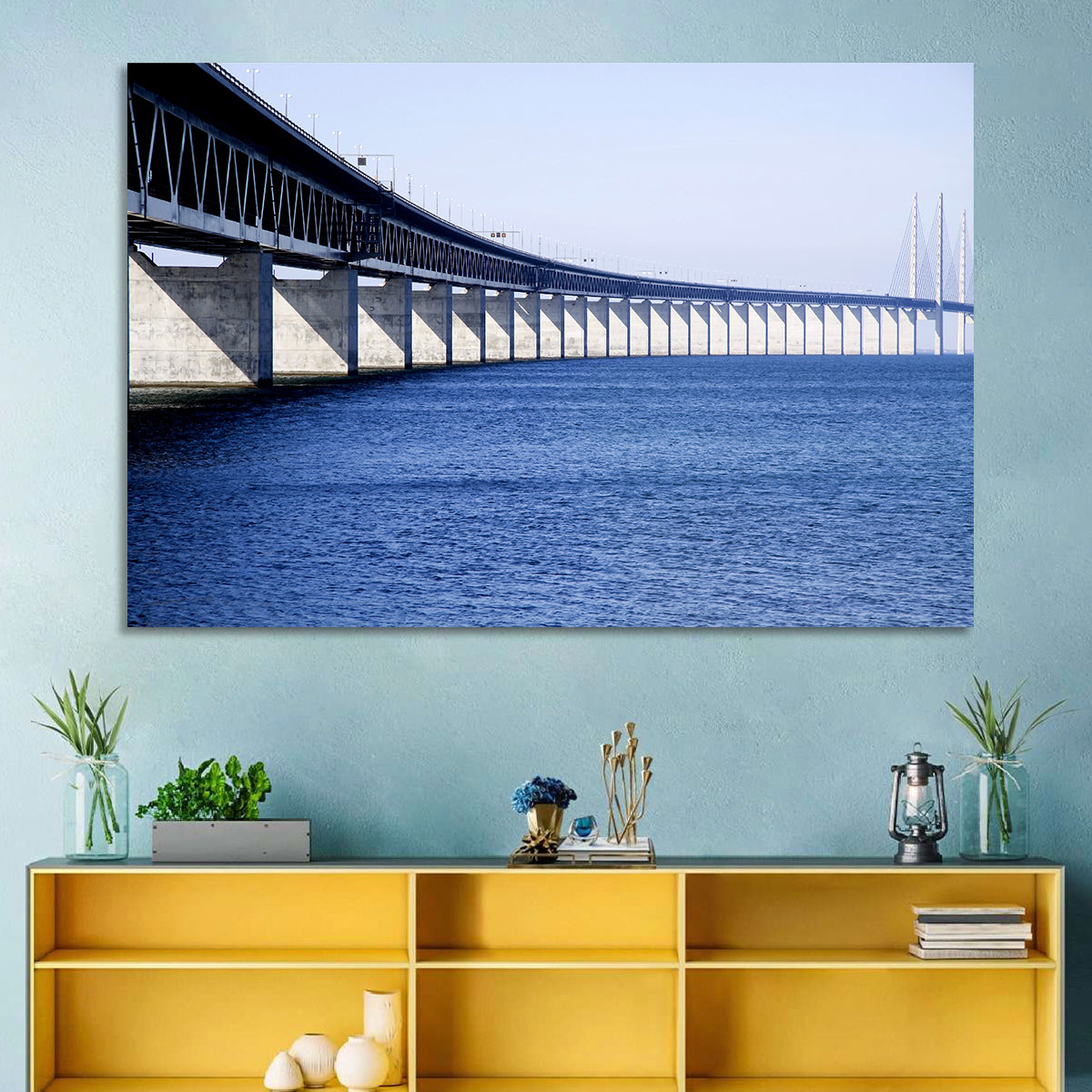 Oresund Bridge Perspective Wall Art in a room, landscape
