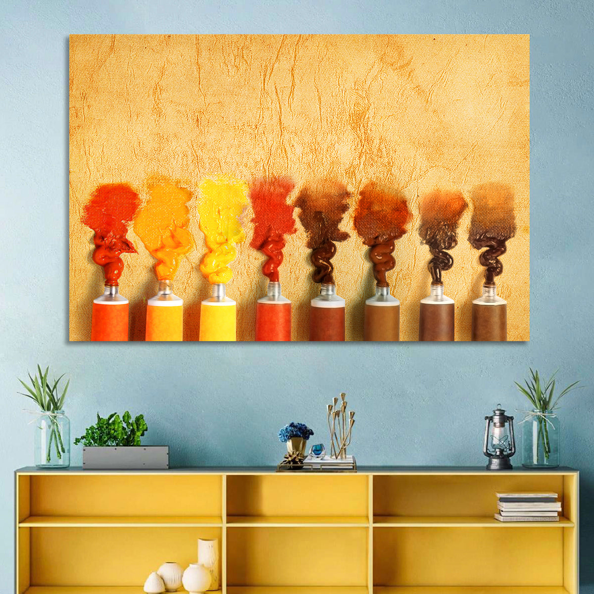 Impasto Paint Tubes Wall Art in a room, landscape