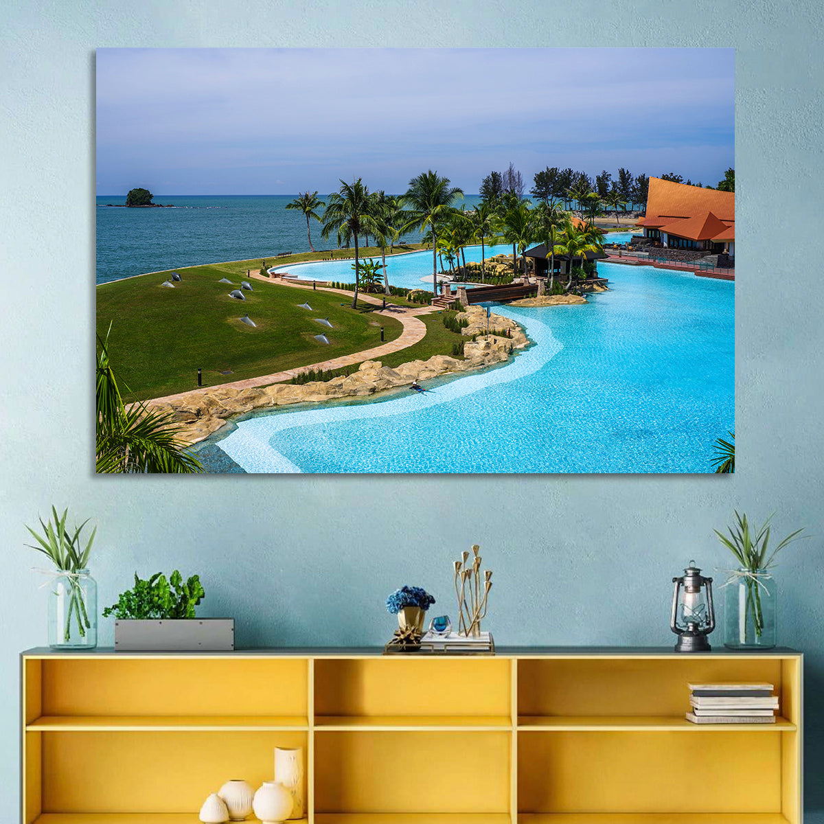 Tiered Resort Pool Horizon Wall Art