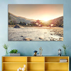 Punakha Dzong at Golden Hour Wall Art