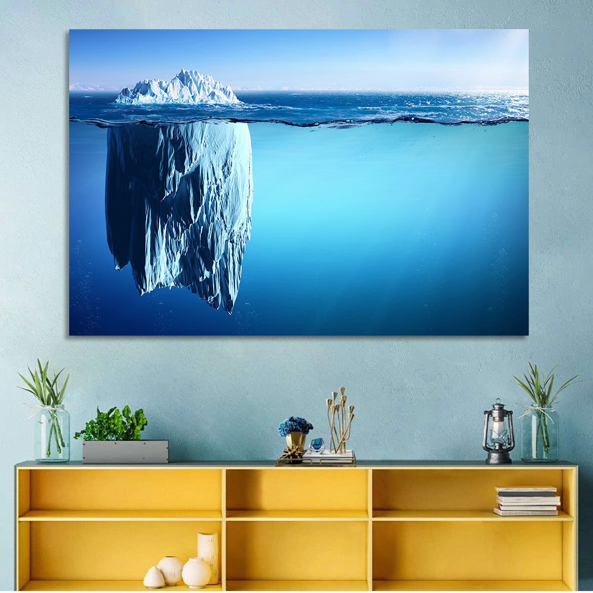 Floating Iceberg Wall Art in a room, landscape