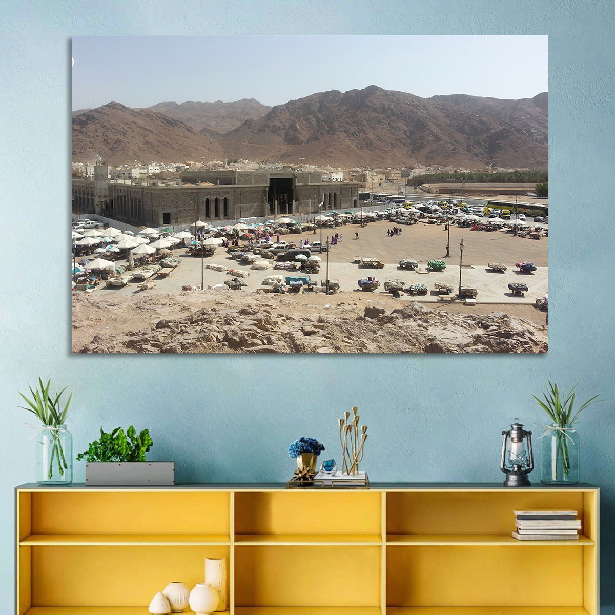 Mount Uhud Medina View Wall Art in a room, landscape