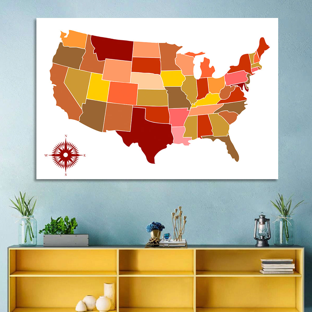 Stylized United States Map Wall Art