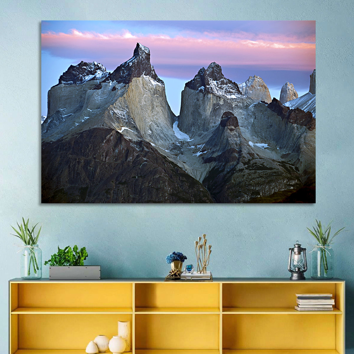 Los Cuernos Peak Valley, Torres Del Paine Wall Art in a room, landscape