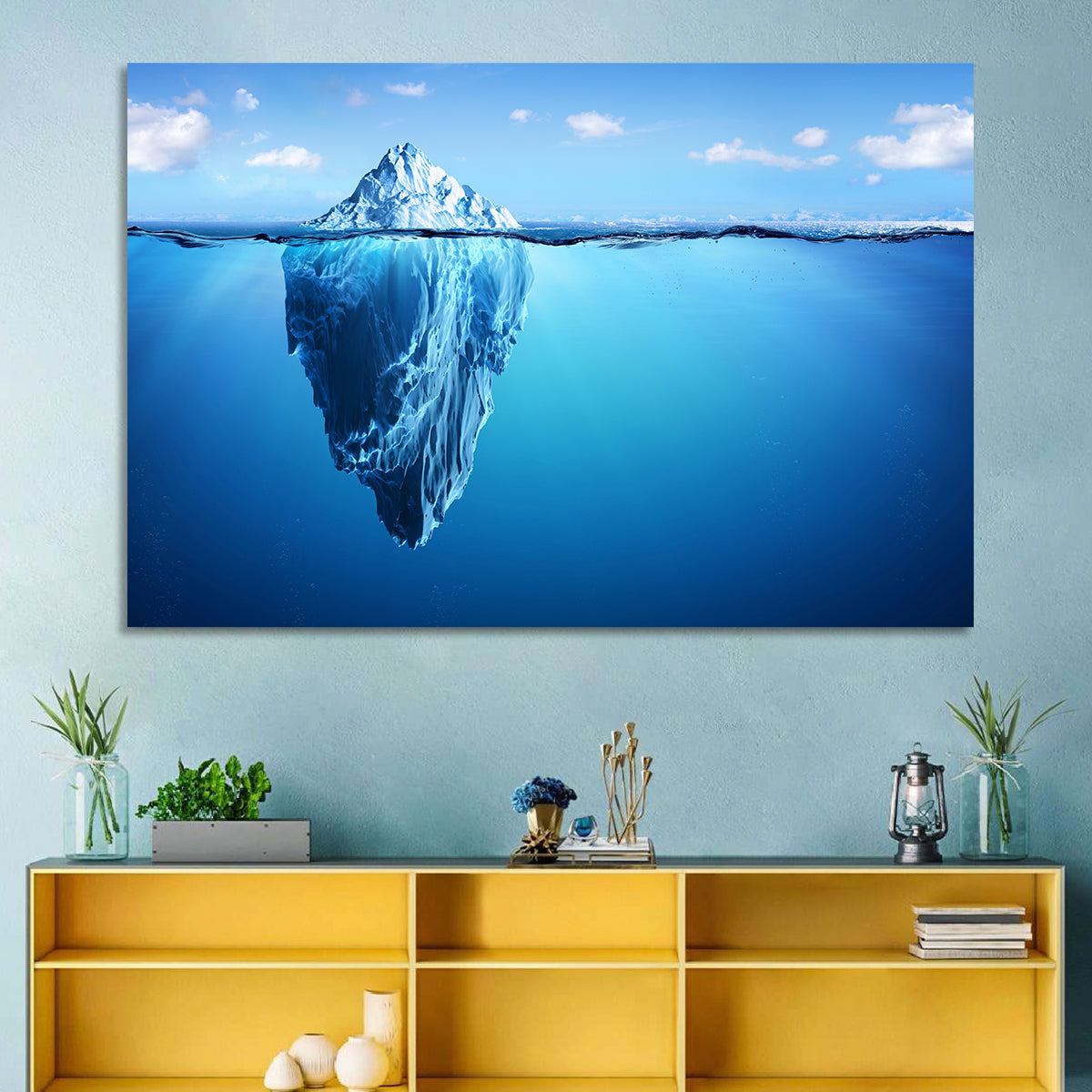 Split-level Iceberg Wall Art in a room, landscape
