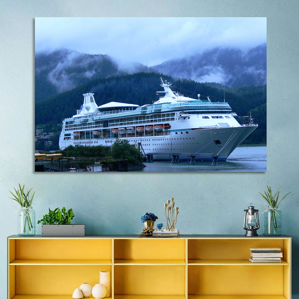 Misty Docked Cruise Ship Wall Art