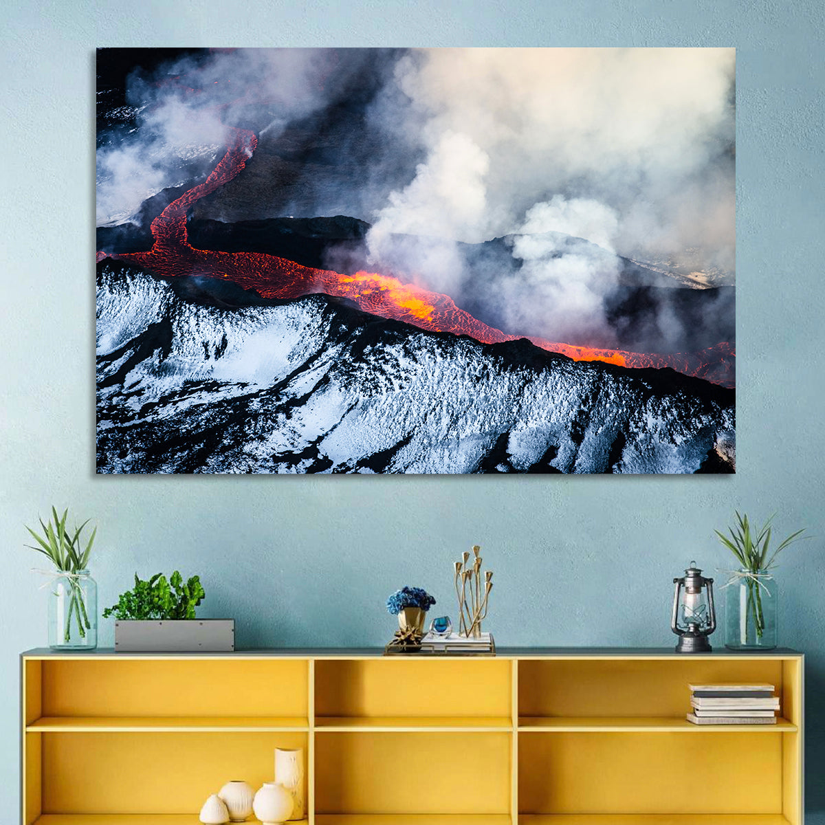 Snow-crusted Lava Flow Wall Art in a room, landscape