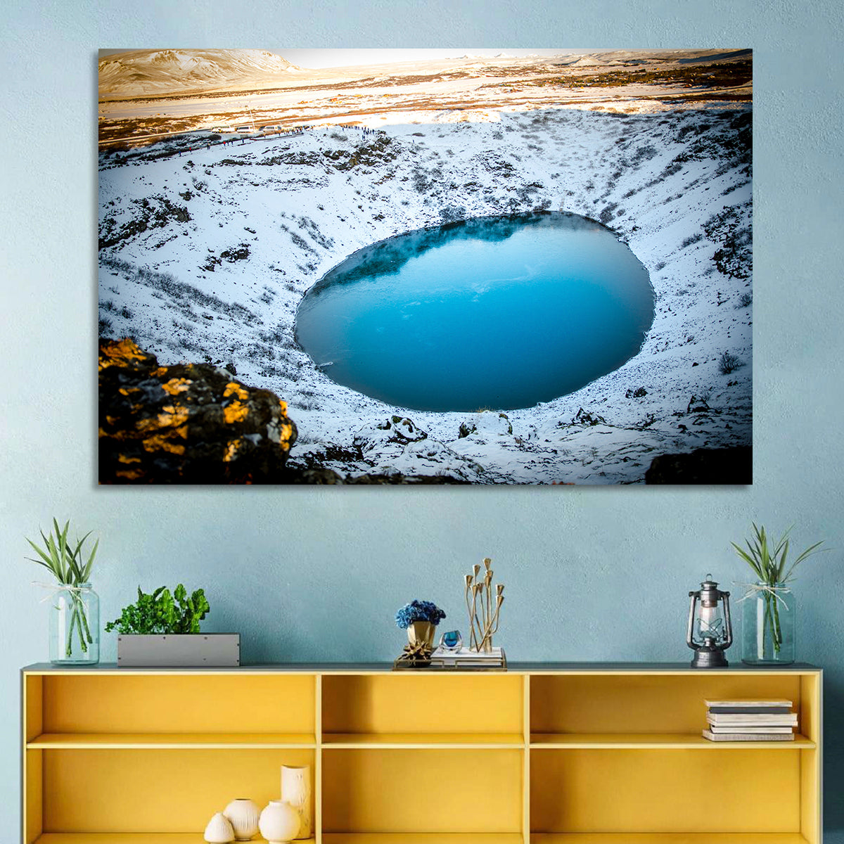 Kerid Crater Lake Wall Art in a room, landscape
