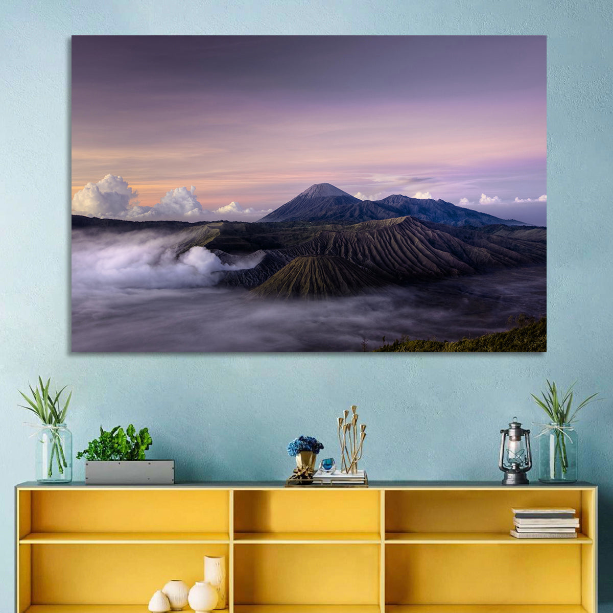 Mount Bromo at Dawn Wall Art in a room, landscape