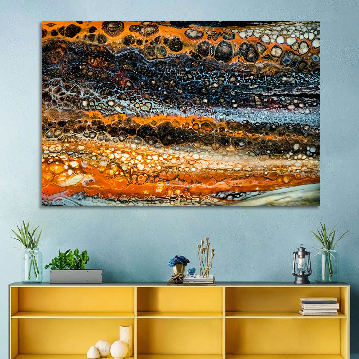 Cosmic River Strata Abstract Pour Wall Art