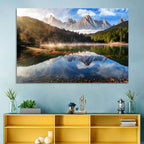 Morning Mist Mountain Lake Wall Art