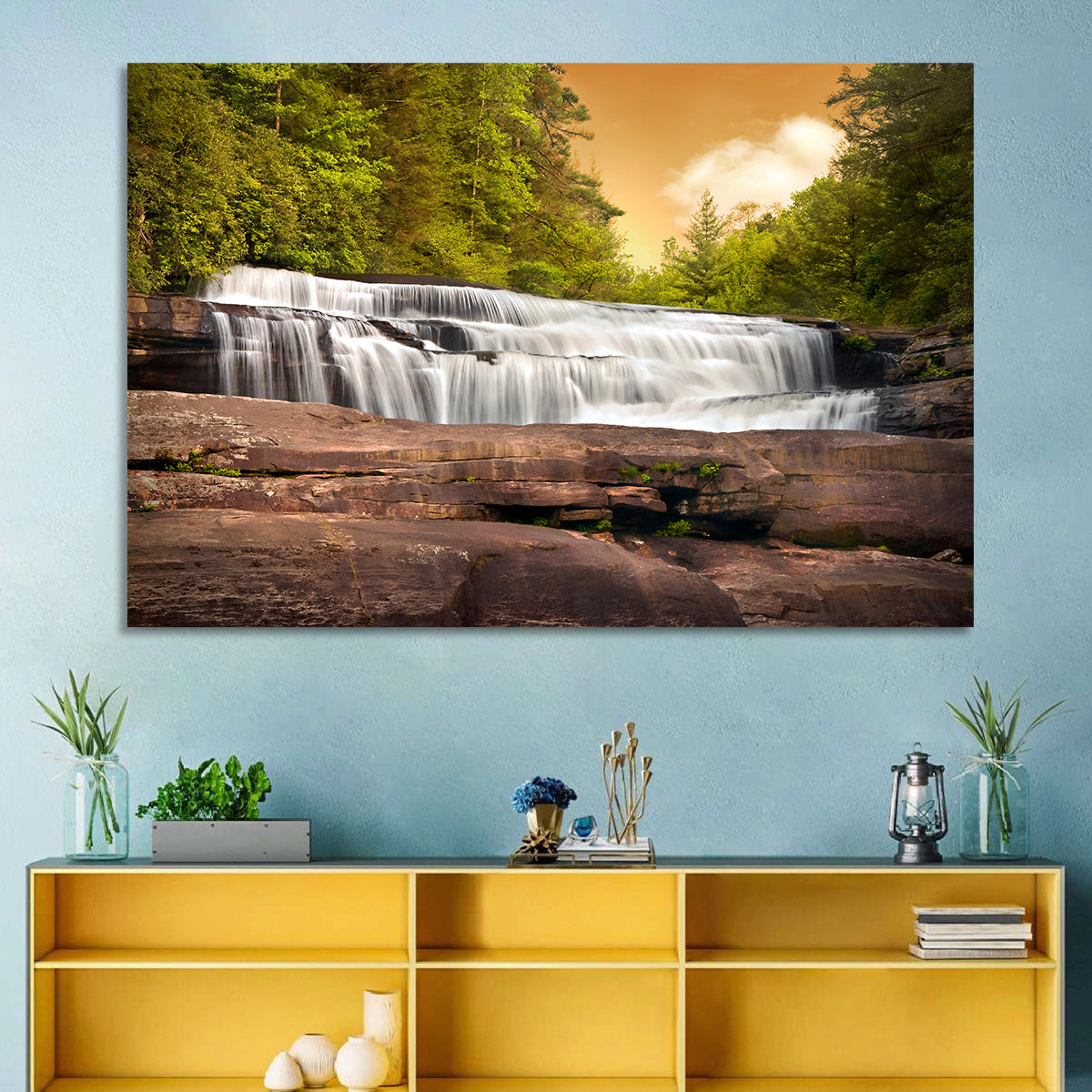 Blue Ridge Waterfall at Golden Hour Wall Art