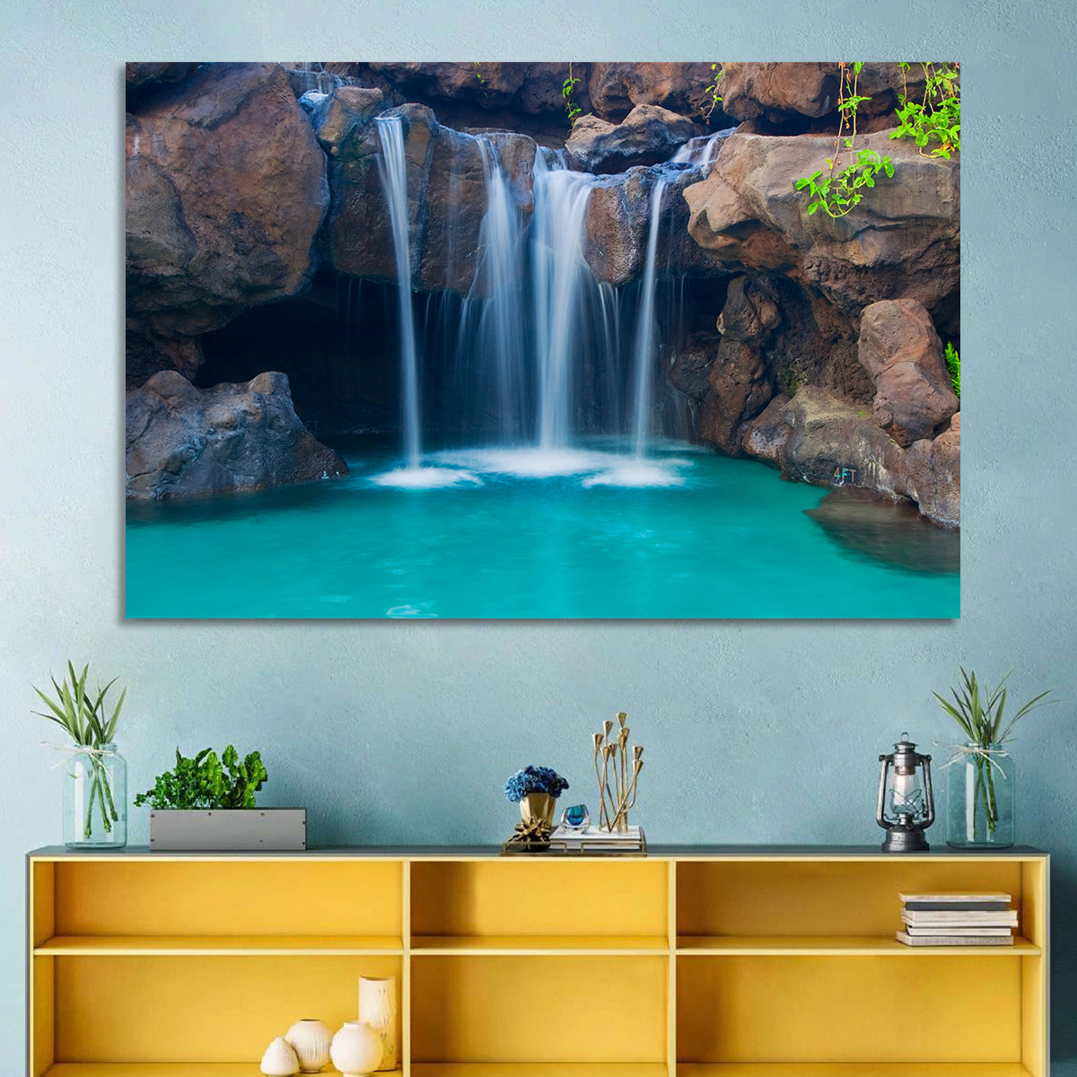 Waterfall Into Turquoise Pool Wall Art