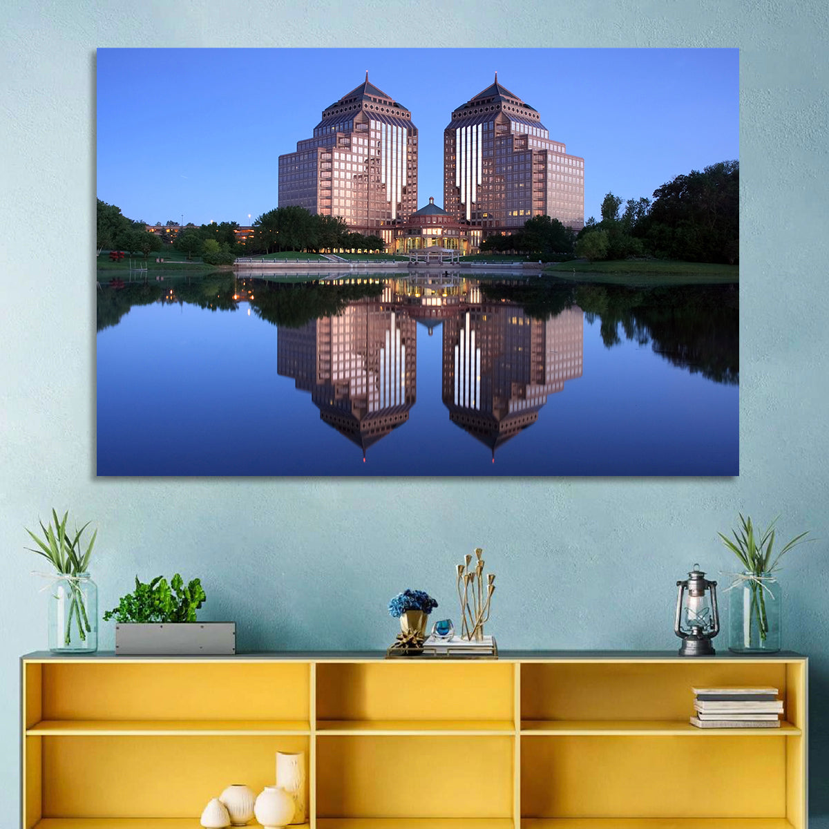 Carlson Towers at Dusk Wall Art in a room, landscape