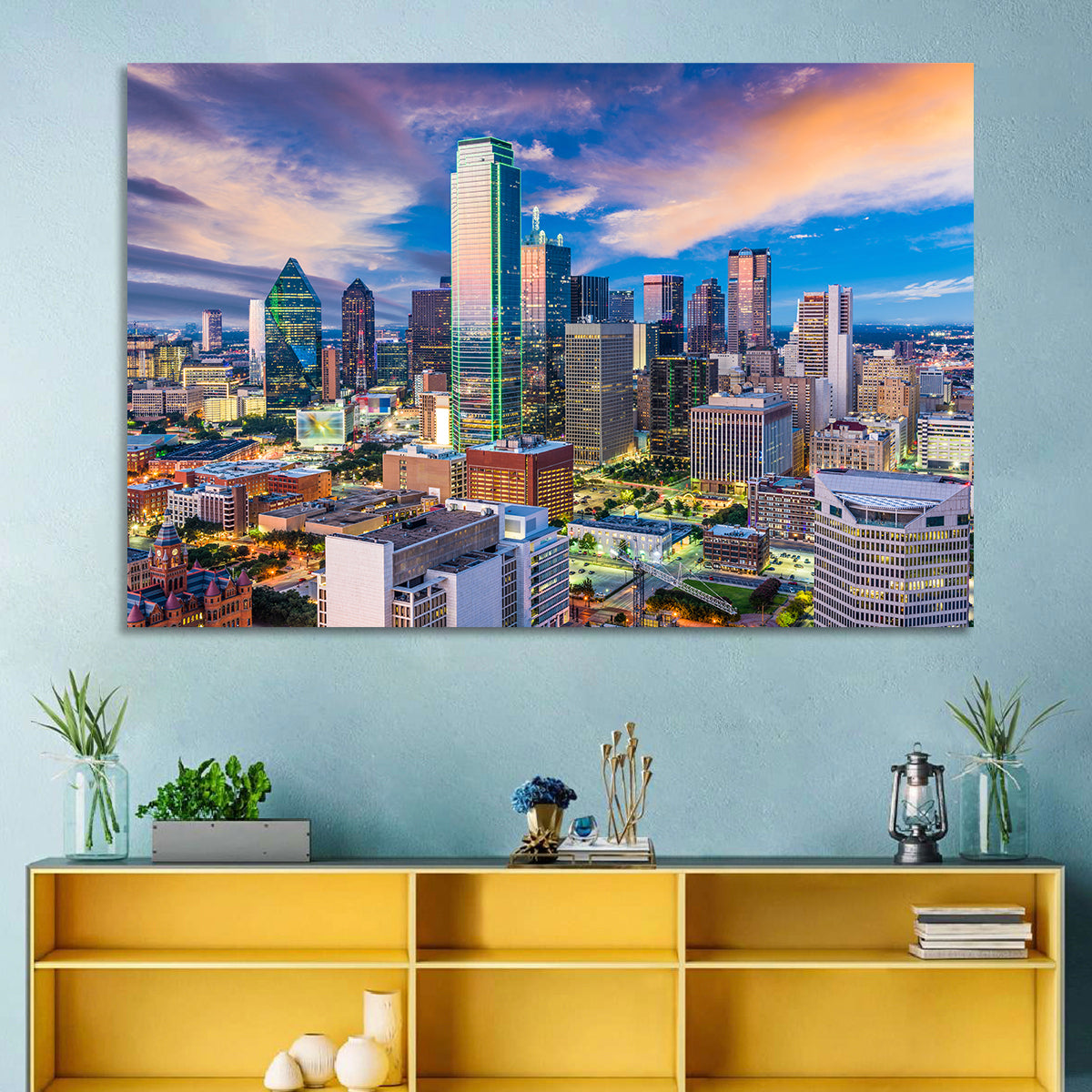 Dallas Twilight Skyline Wall Art
