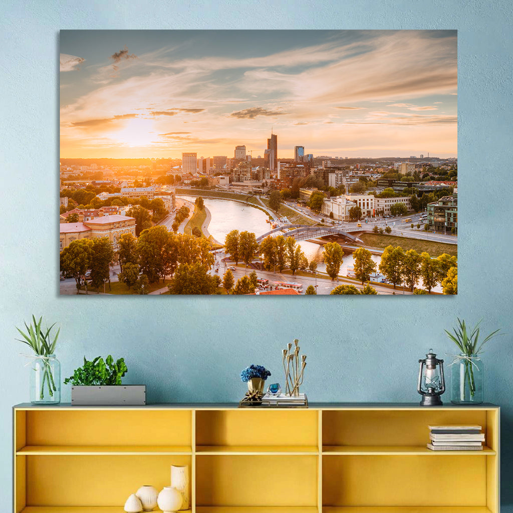 Vilnius Skyline at Golden Hour Wall Art