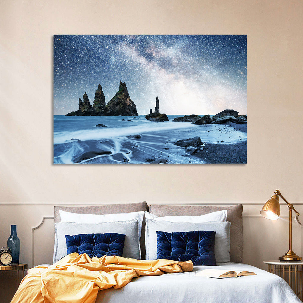 Reynisdrangar Sea Stacks Night Wall Art
