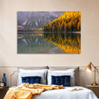 Braies Lake Golden Reflection Wall Art