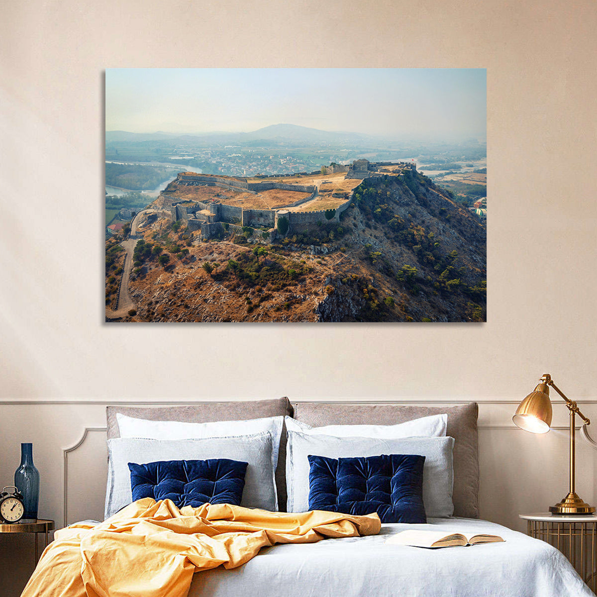 Rozafa Castle Aerial View Wall Art in a room, landscape