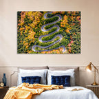 Autumn Winding Forest Road Wall Art