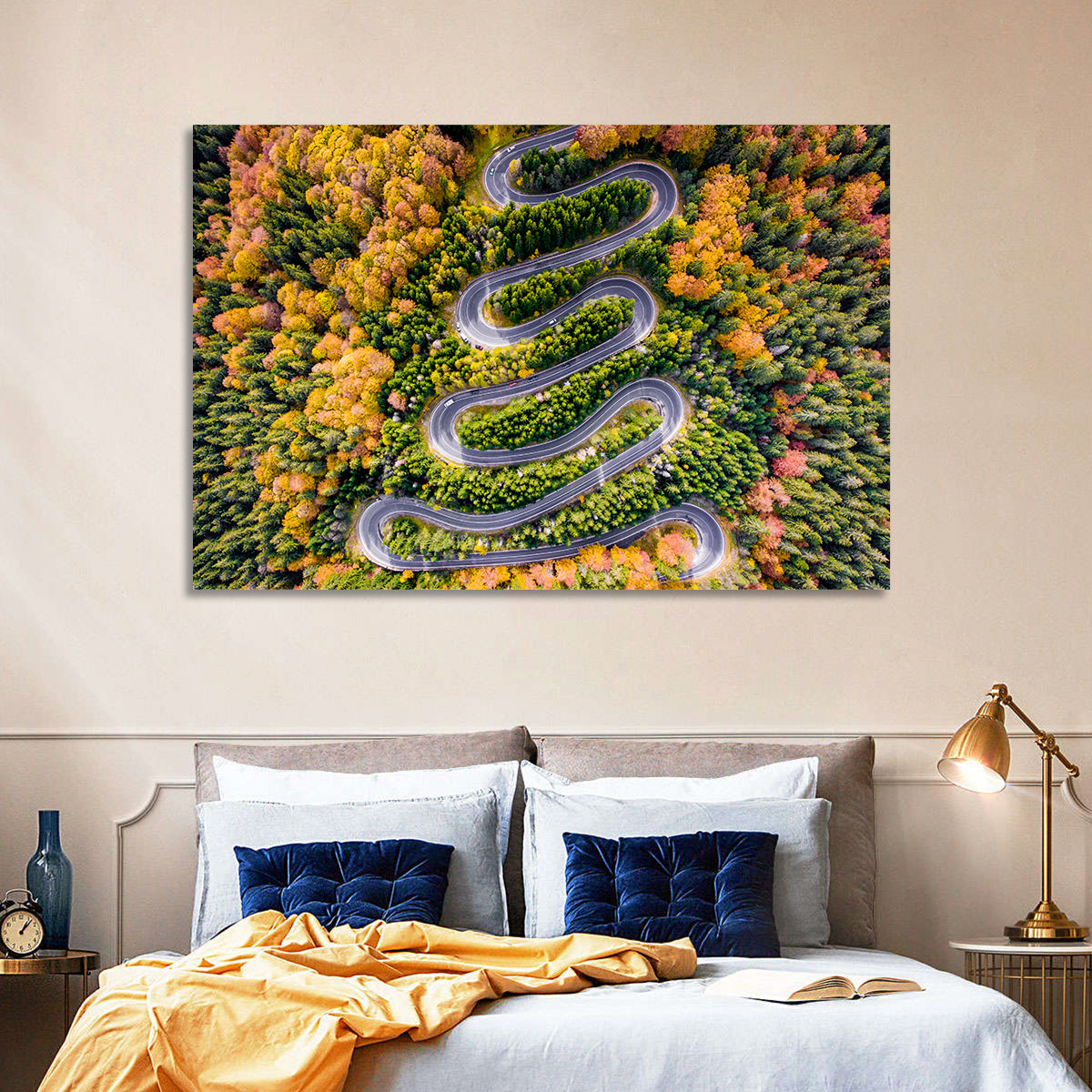 Autumn Winding Forest Road Wall Art