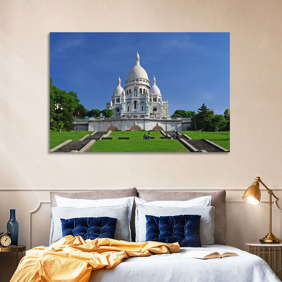 Sacre Coeur Basilica Steps, Paris Wall Art in a room, landscape