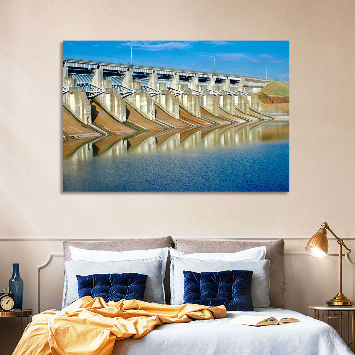 Lavon Dam Spillways Wall Art in a room, landscape