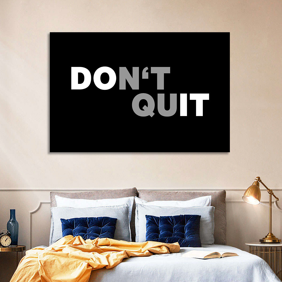 Don't Quit Minimalist Typography Wall Art in a room, landscape