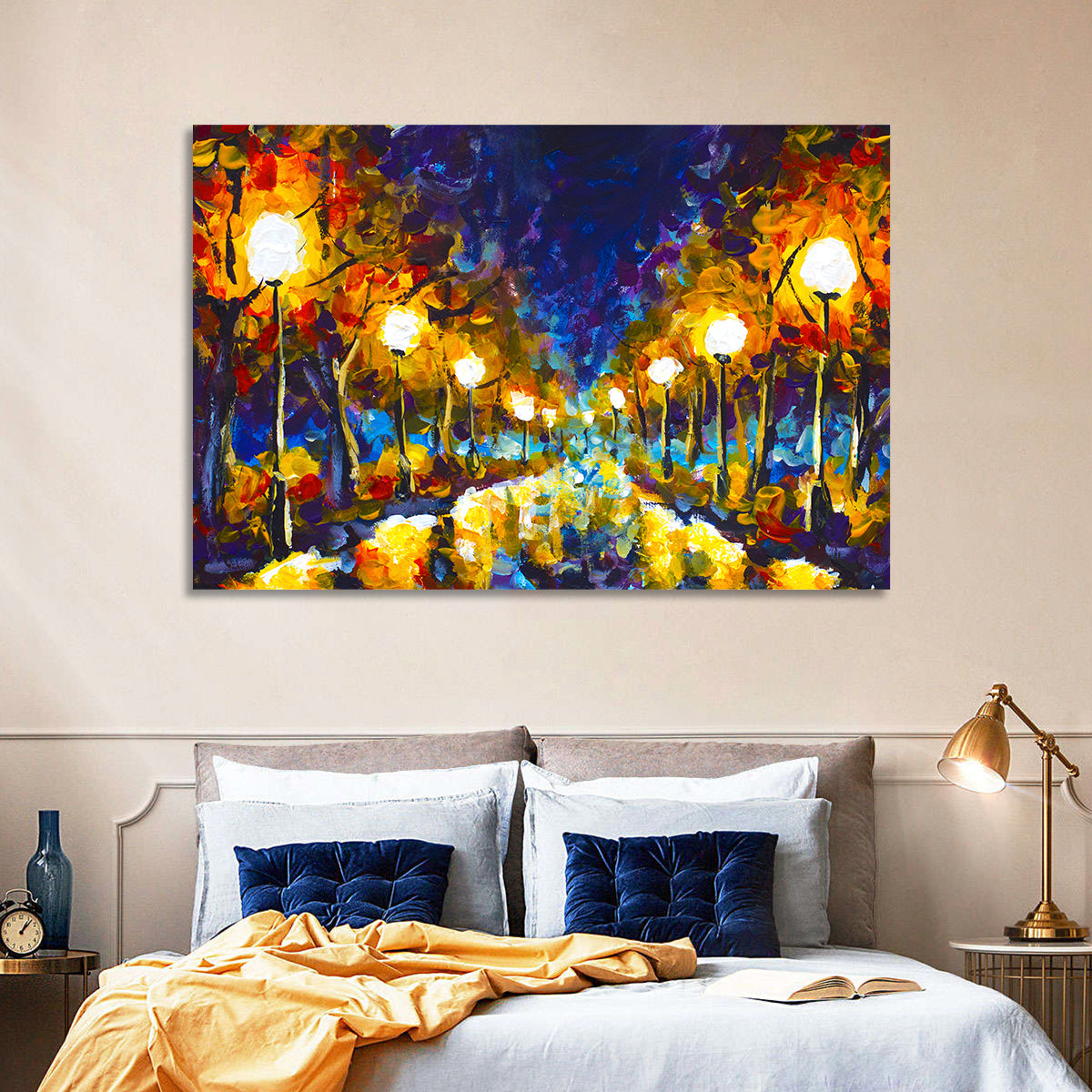 Autumn Evening Park Path Wall Art in a room, landscape