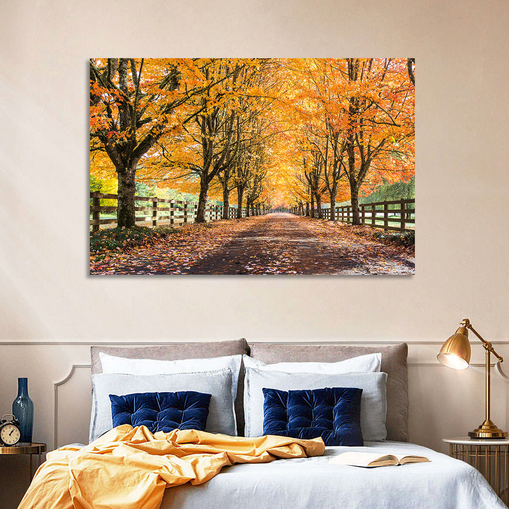 Maple Lane in Autumn Wall Art
