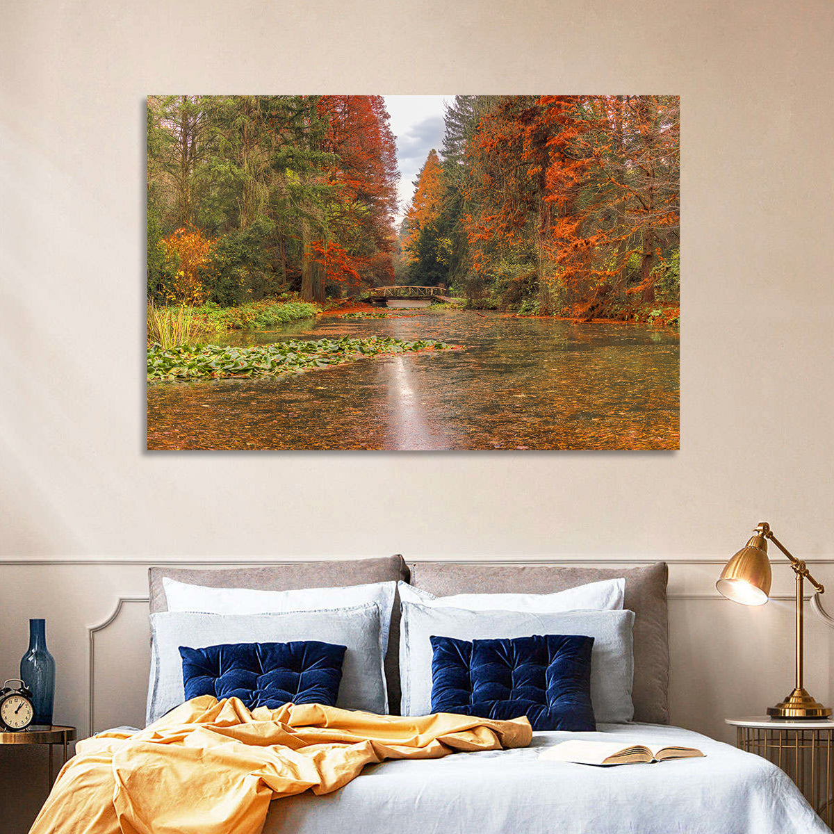 Simeria Arboretum Autumn Lake Wall Art in a room, landscape