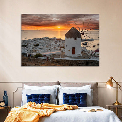 Mykonos Town Sunset Wall Art