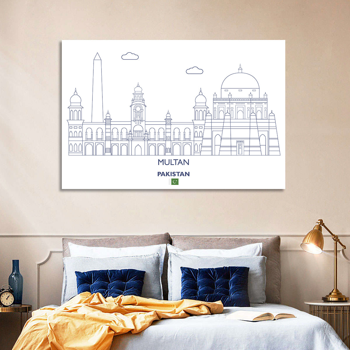Multan Skyline with Shah Rukn-e-alam Wall Art in a room, landscape