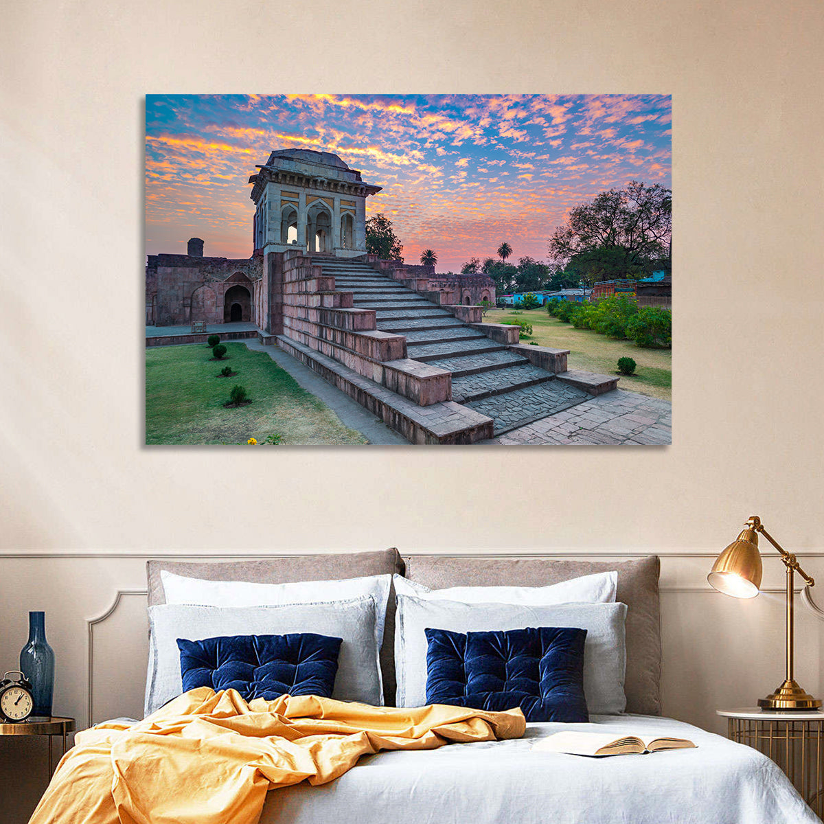 Jahaz Mahal Staircase at Sunset Wall Art
