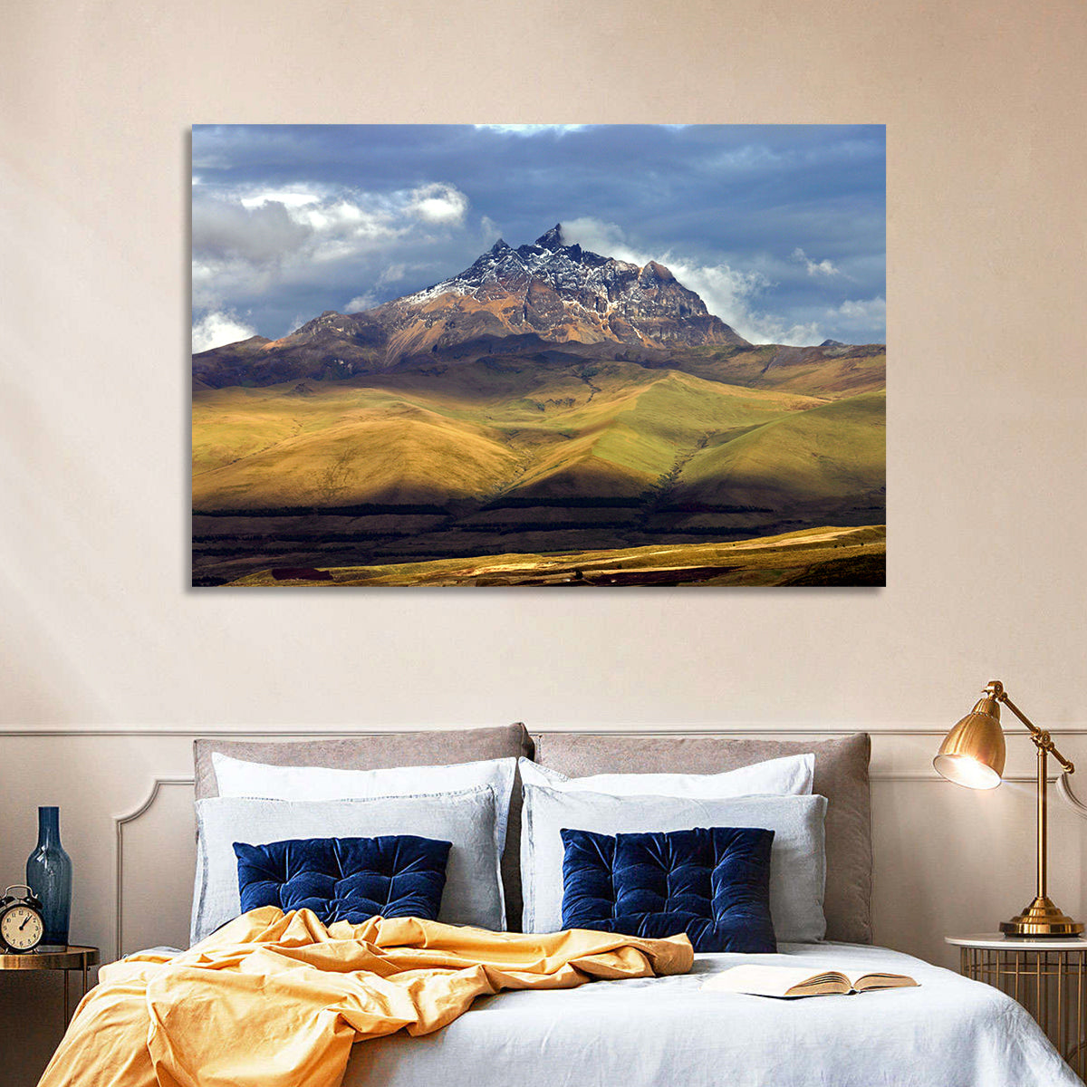 Antisana Volcano Landscape Wall Art in a room, landscape