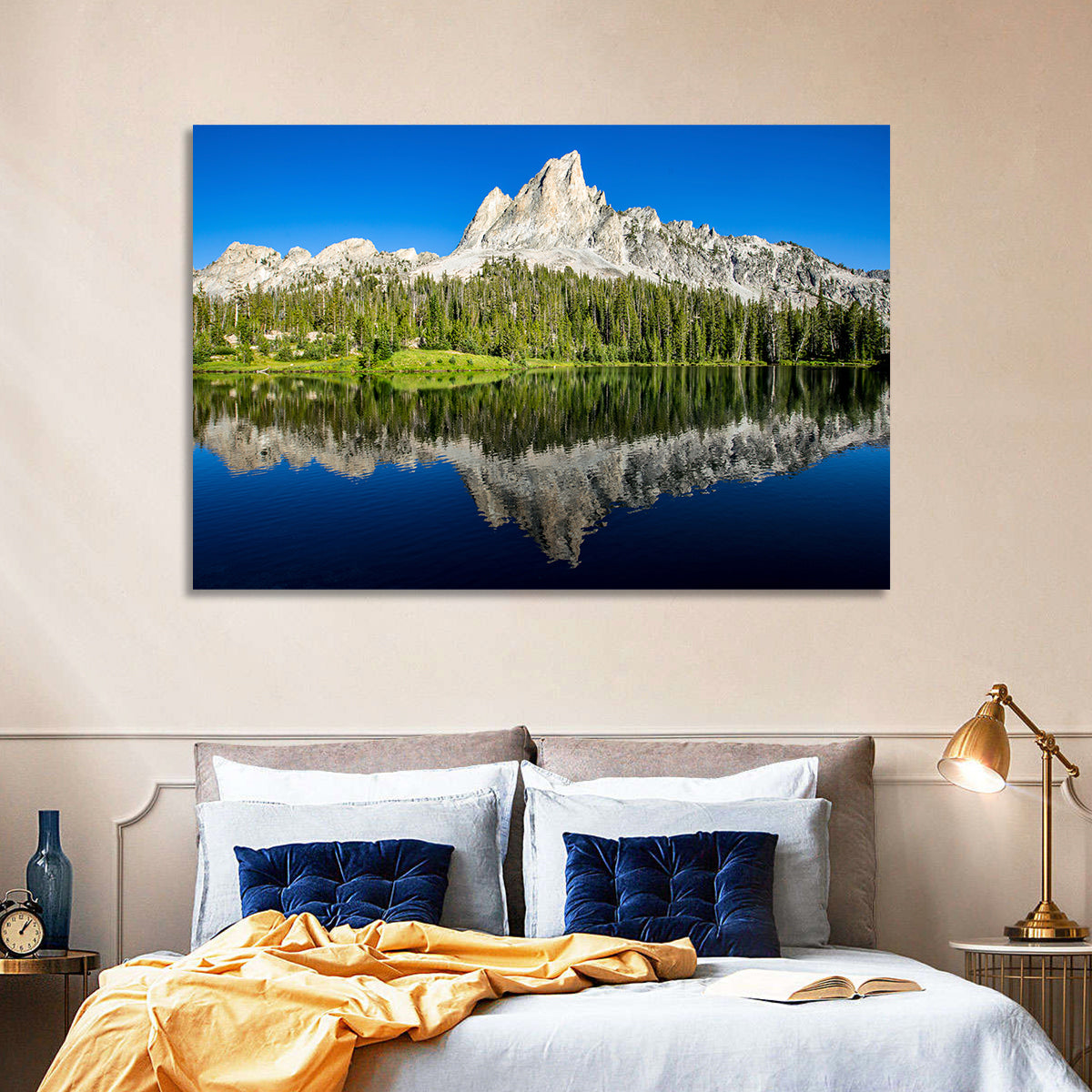 Sawtooth Peaks at Alice Lake Wall Art in a room, landscape