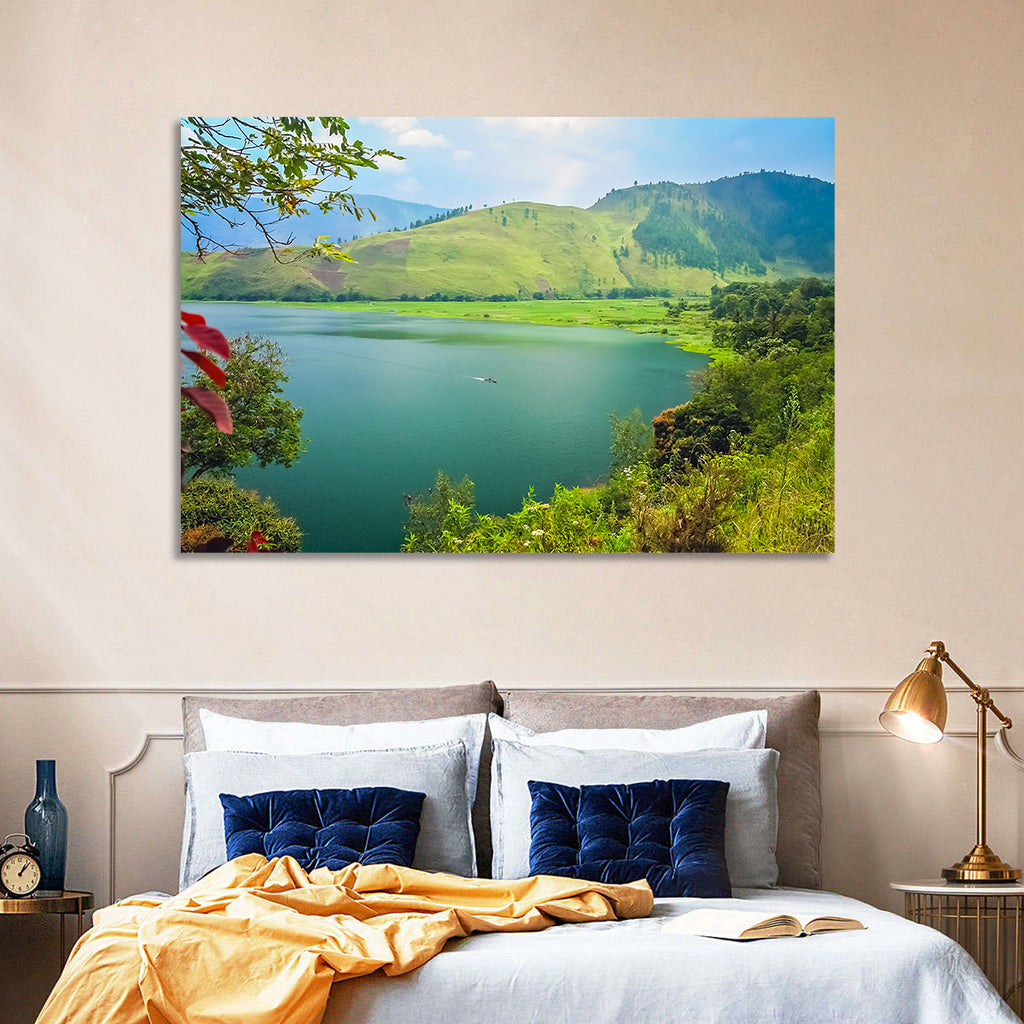 Lake Toba Boat and Hills Wall Art