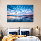 Cloudy Lake Pier at Dusk Wall Art