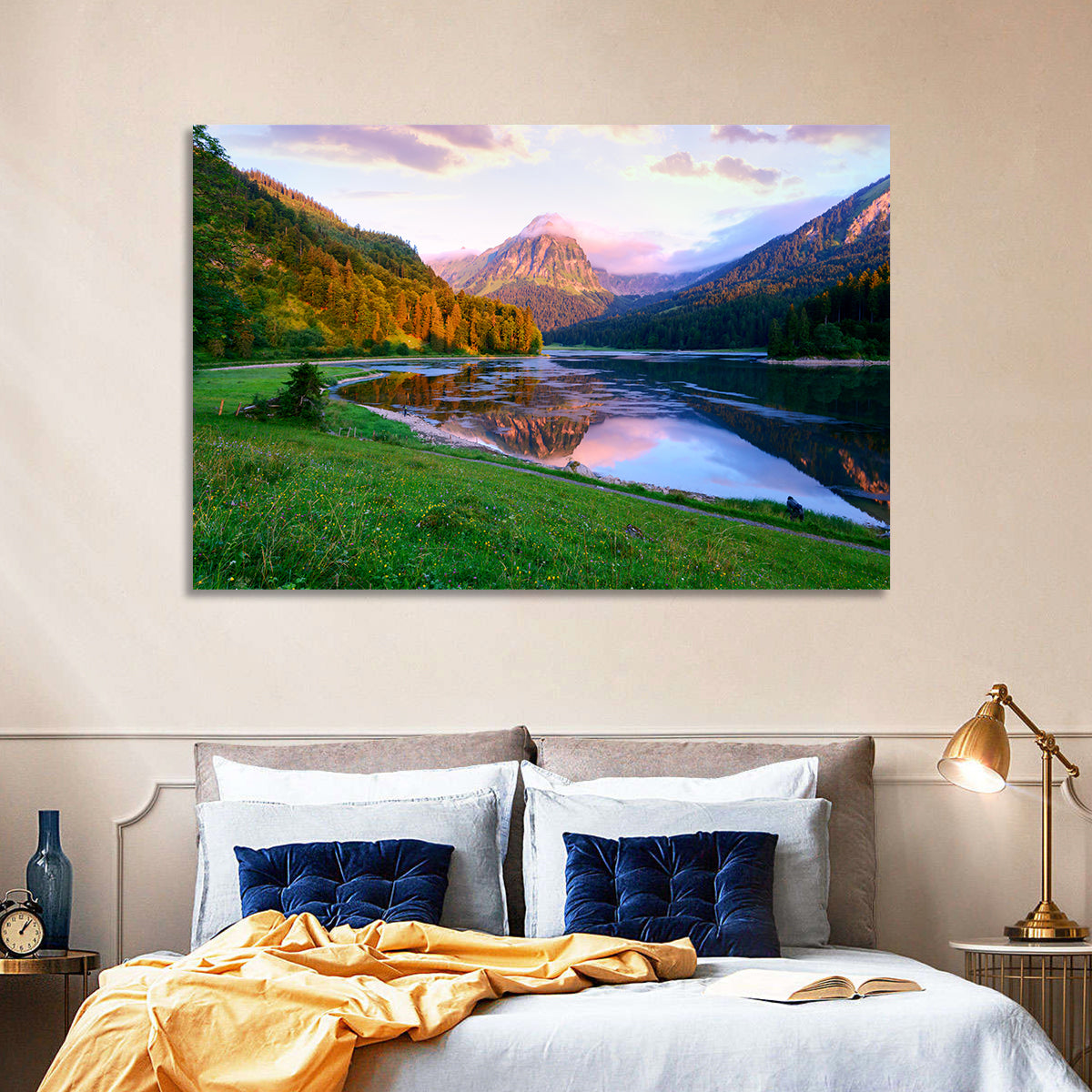 Obersee Reflection, Switzerland Wall Art in a room, landscape