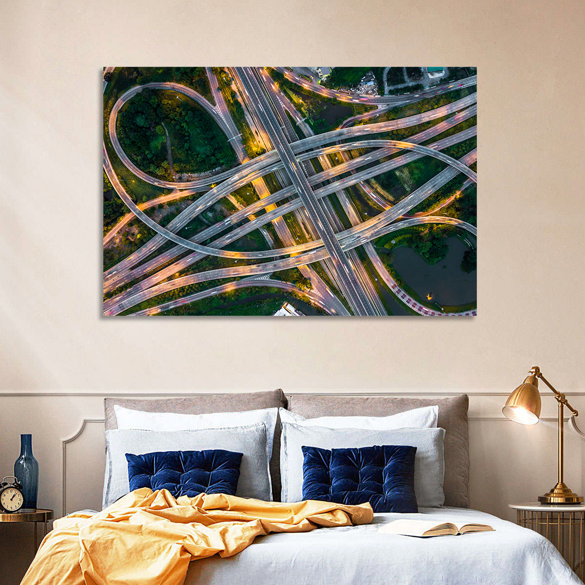 Expressway Junction at Dusk Wall Art in a room, landscape