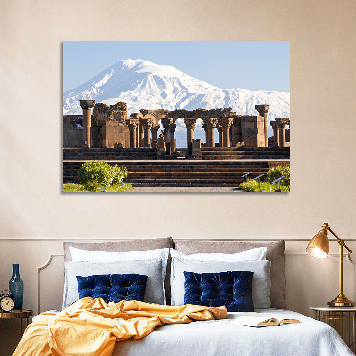 Zvartnots Cathedral and Mount Ararat Wall Art in a room, landscape