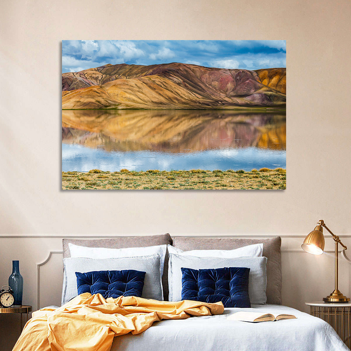 Bulunkul Lake Reflection Wall Art in a room, landscape