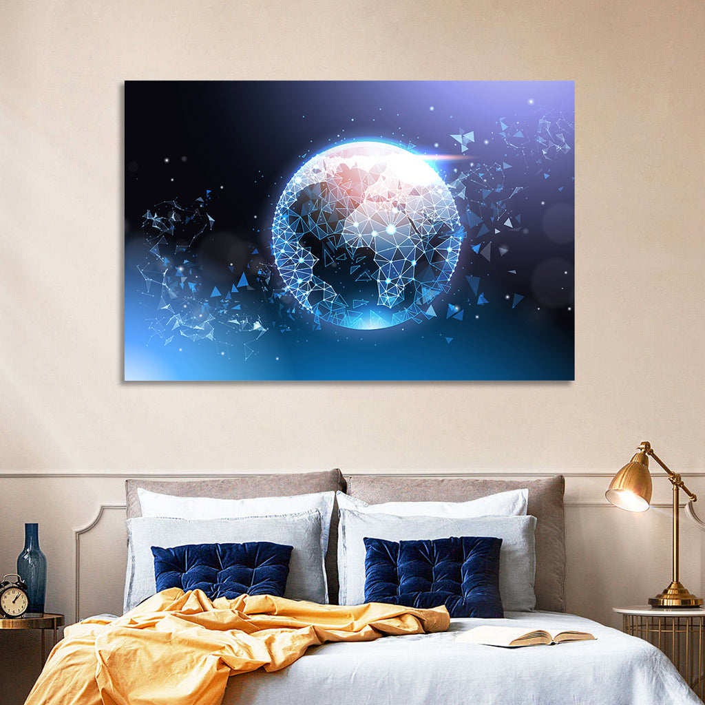 Wireframe Globe Network Wall Art