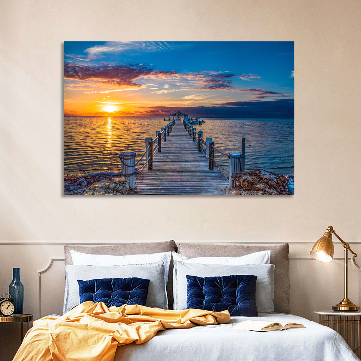Islamorada Pier at Golden Hour Wall Art in a room, landscape