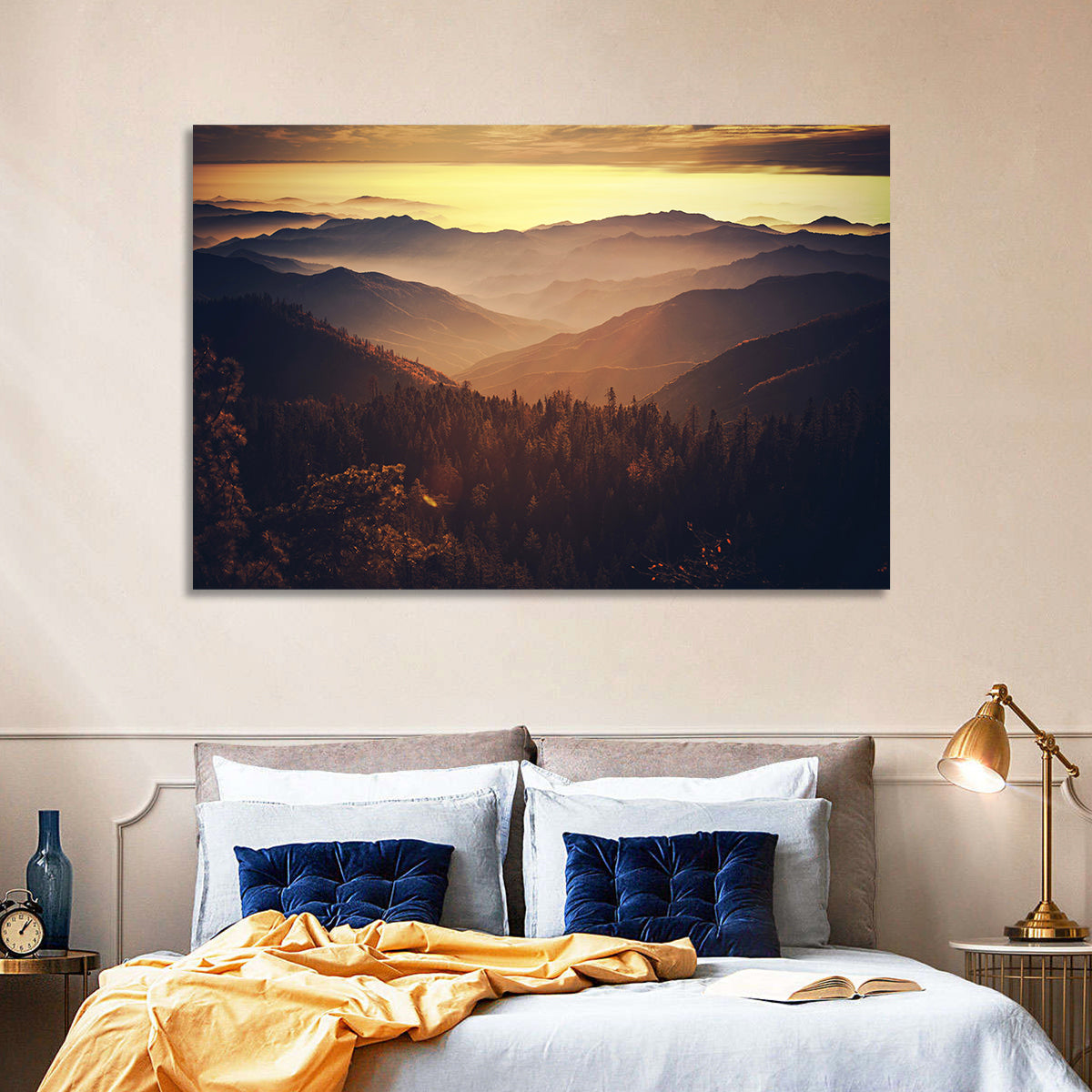 Sierra Nevada Mountains Wall Art in a room, landscape